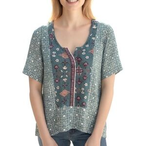 Anthropologie Akemi + Kin boho cotton teal blue and purple top Small